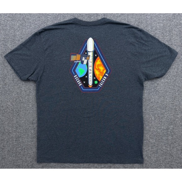 SpaceX Shirt Mens XL Blue DSCOVR F9 Rocket Space X Planets Satellite Crew Tee‎ - Picture 1 of 9
